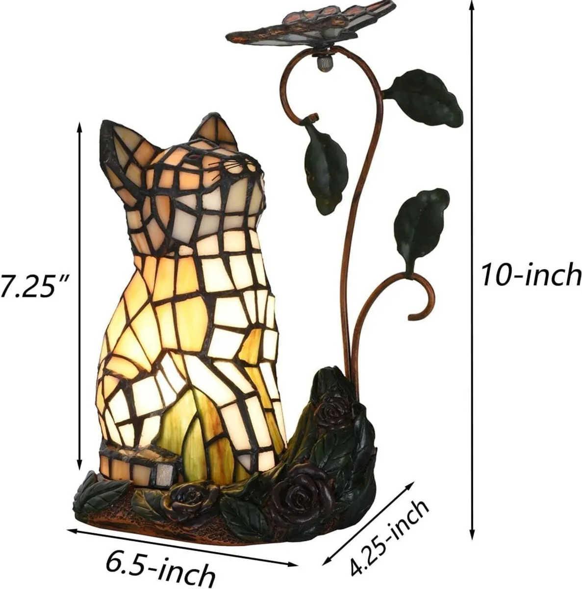L50891 Tiffany-Style Stained Glass Cat Accent - Image 3