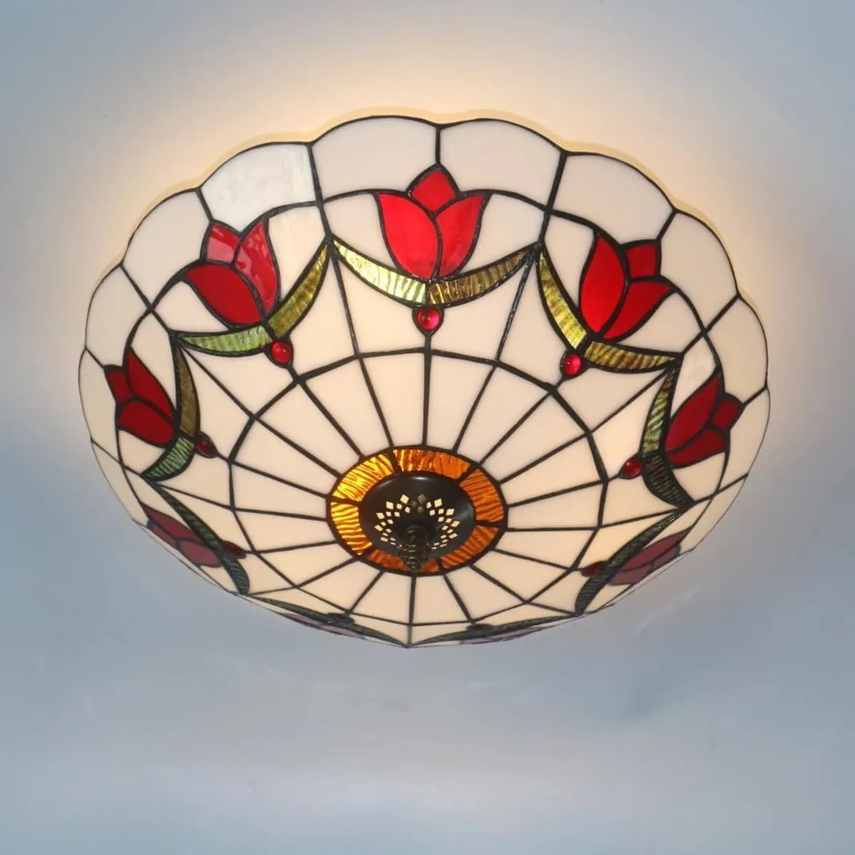16 Inch Tiffany Style Ceiling Light Flush Mount - Image 2
