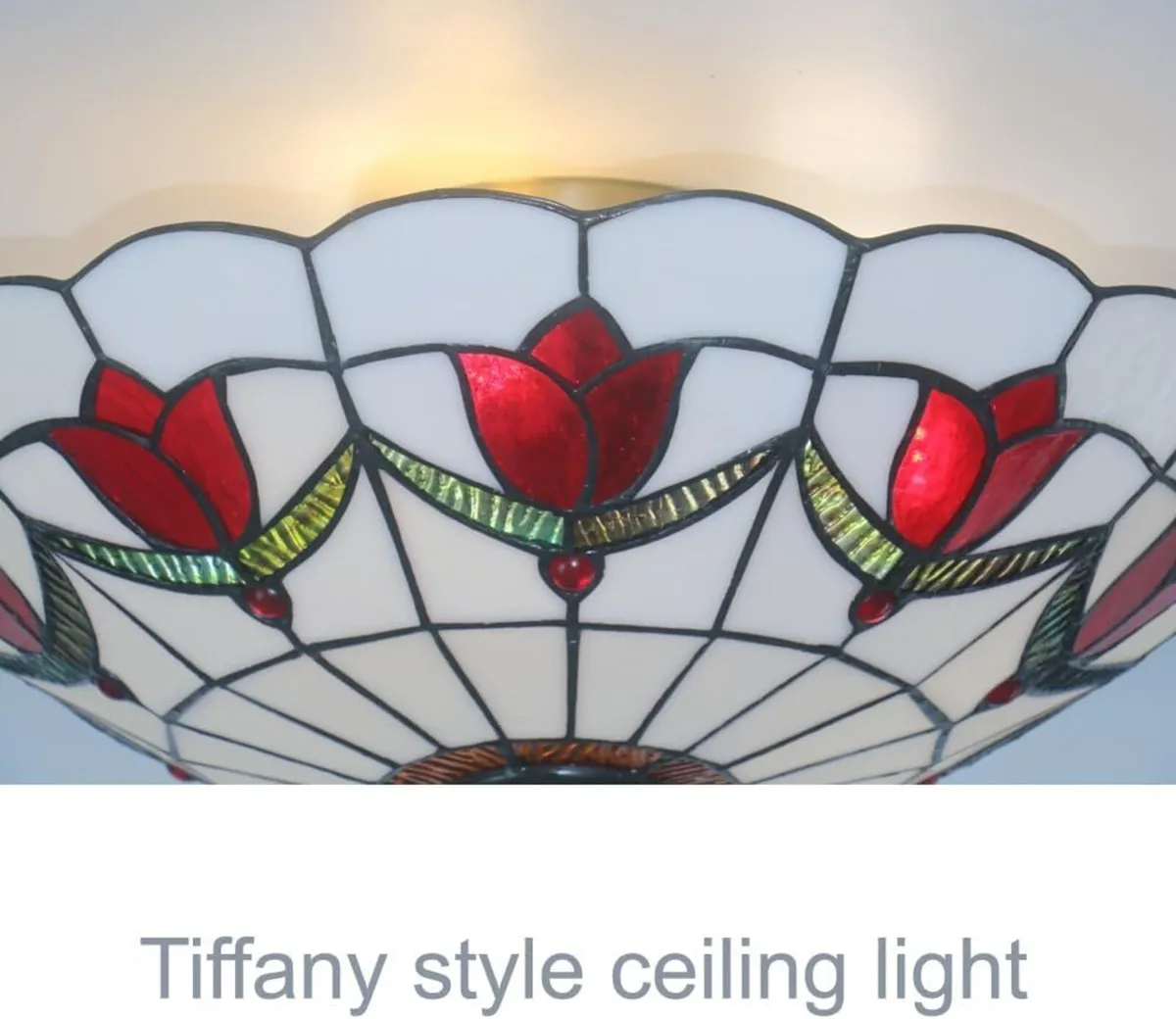 16 Inch Tiffany Style Ceiling Light Flush Mount - Image 3