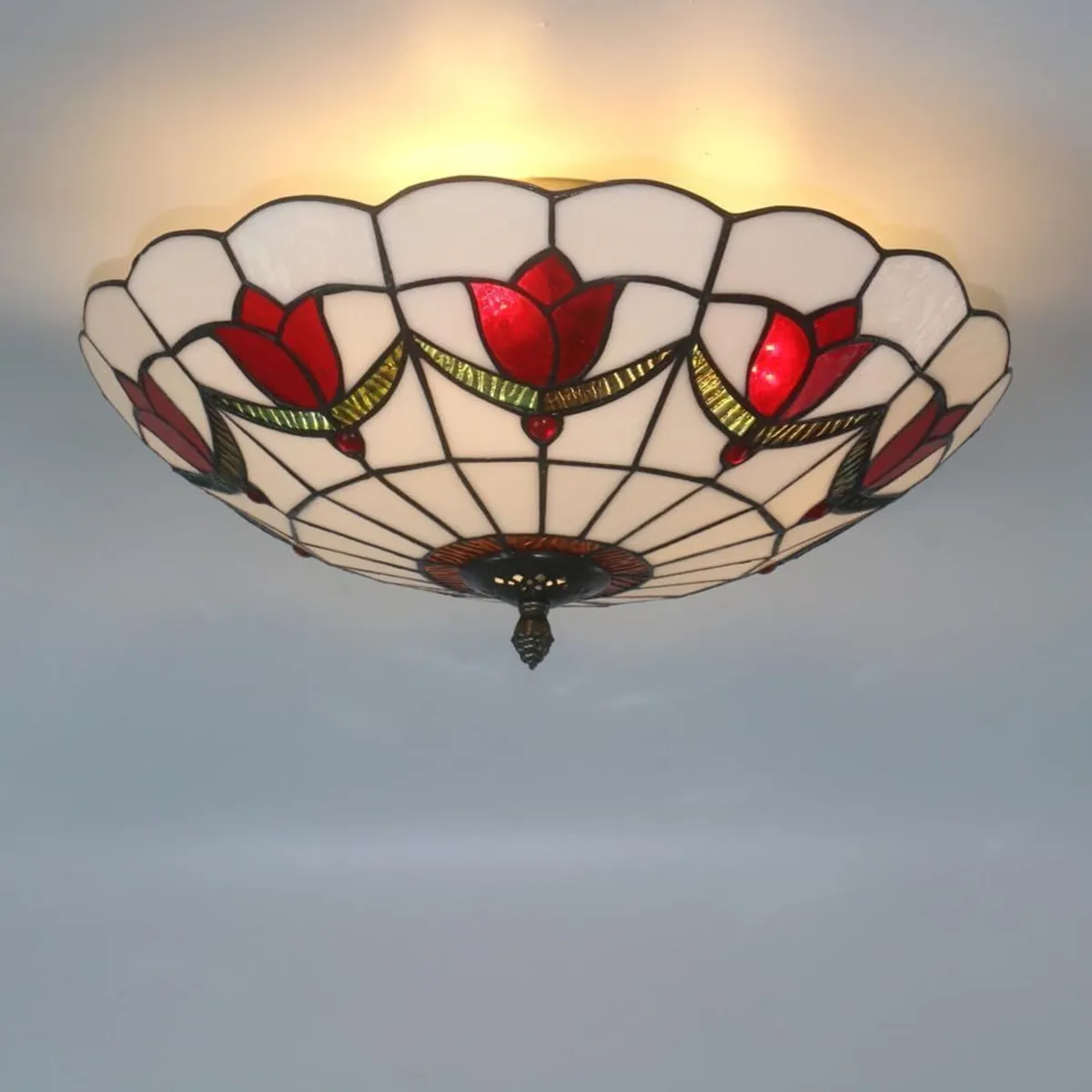 16 Inch Tiffany Style Ceiling Light Flush Mount - Image 4