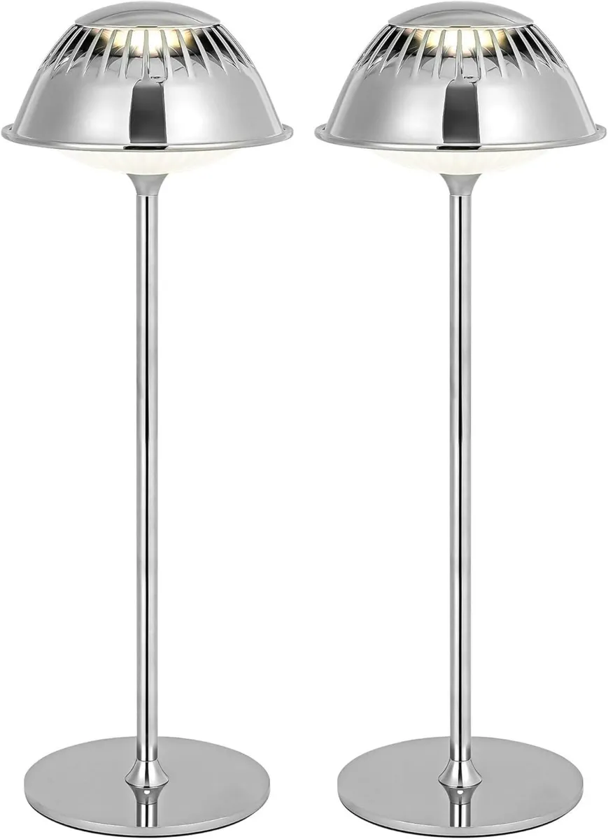 LED Modern Rechargeable Table Lamp Chrome Vioa - Image 1