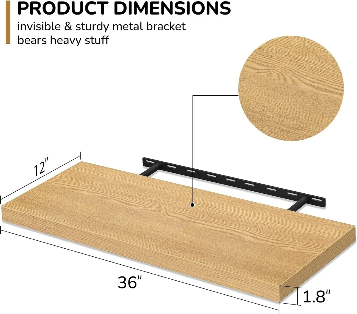 Floating Shelves Rustic Wooden Wall (2 Pack) - Image 3