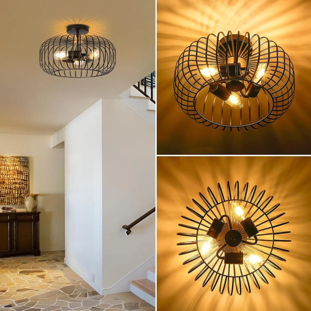 Ceiling Light Fitting 3 Lights 40CM Metal Shade - Image 3