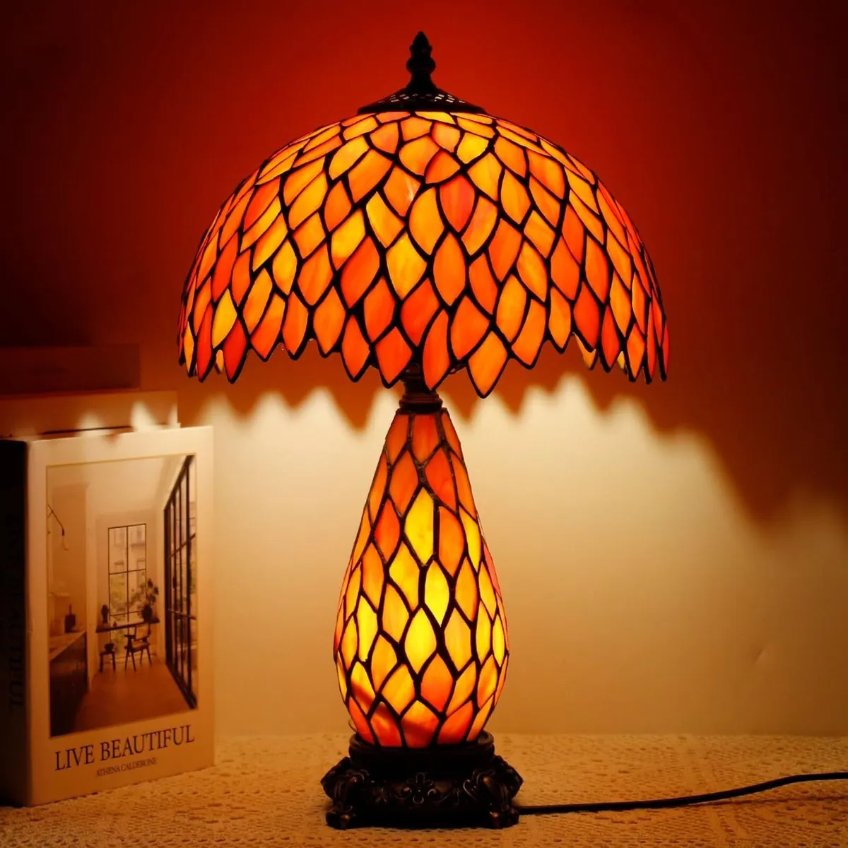 Tiffany Stained Glass Table Lamp 12x19 Inches - Image 1