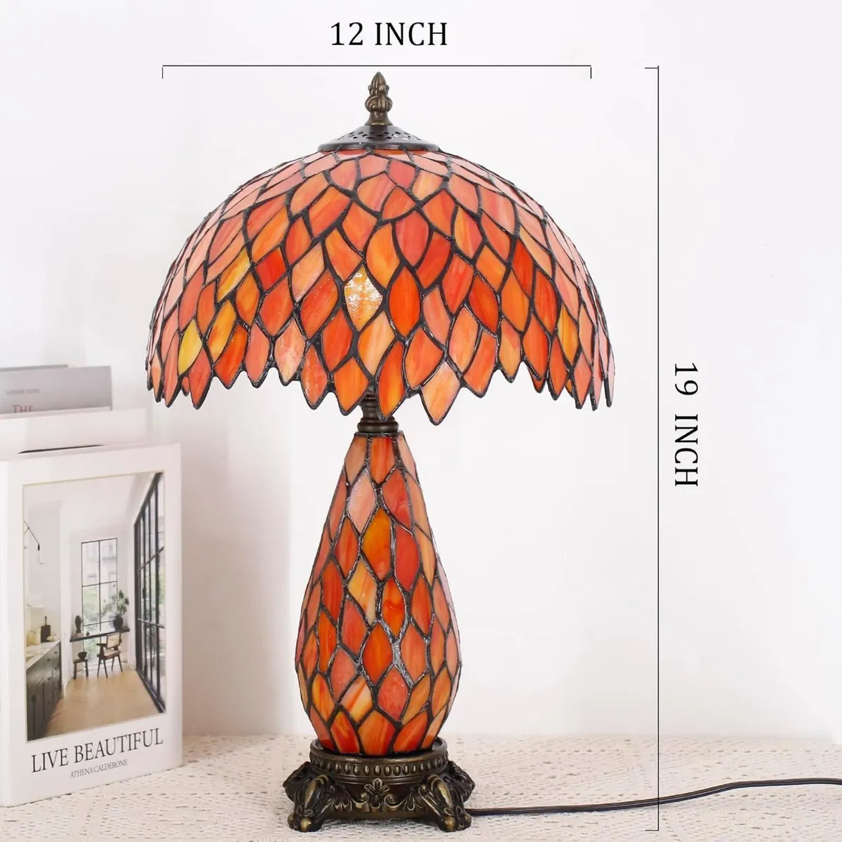 Tiffany Stained Glass Table Lamp 12x19 Inches - Image 2