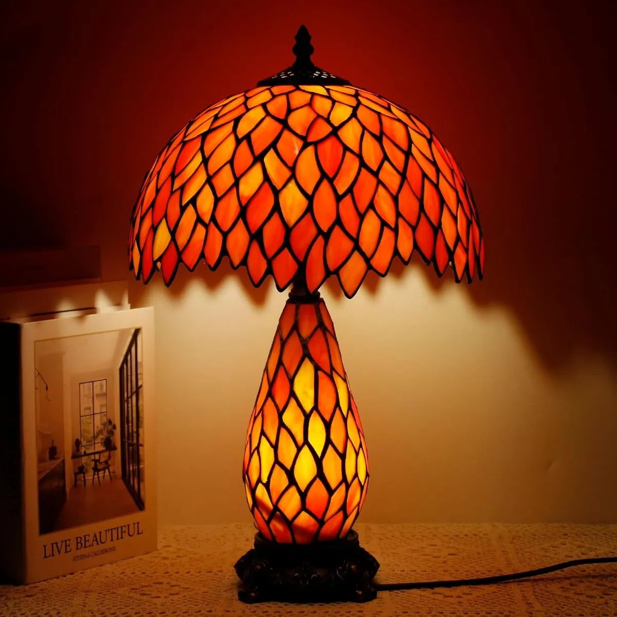 Tiffany Stained Glass Table Lamp 12x19 Inches - Image 3