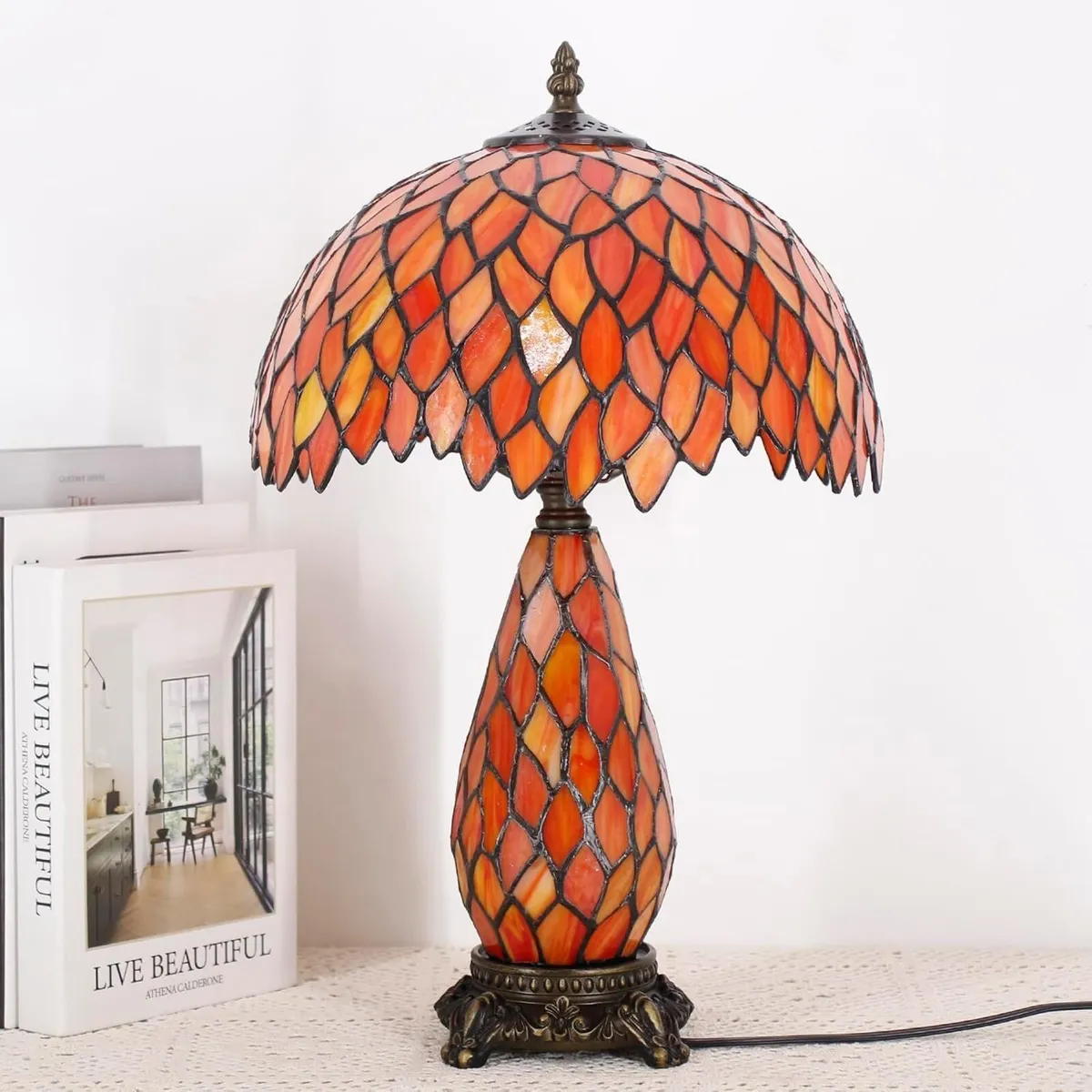 Tiffany Stained Glass Table Lamp 12x19 Inches - Image 4