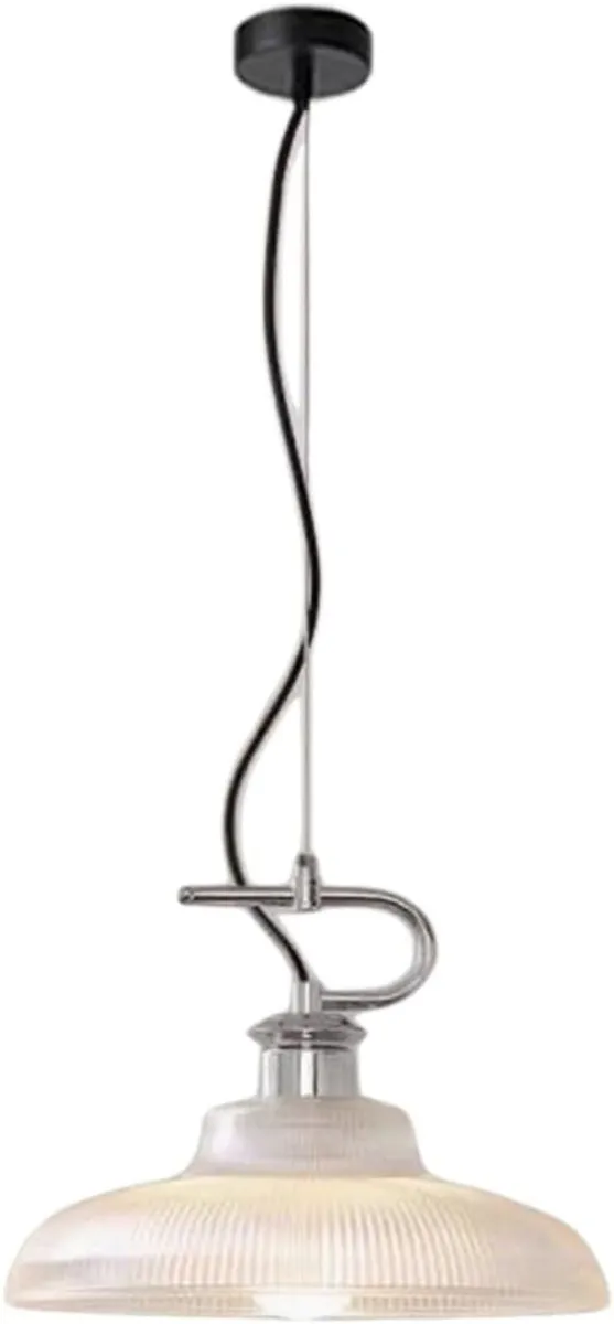 Modern Pendant Light with Ribbed Glass Shade - Image 1