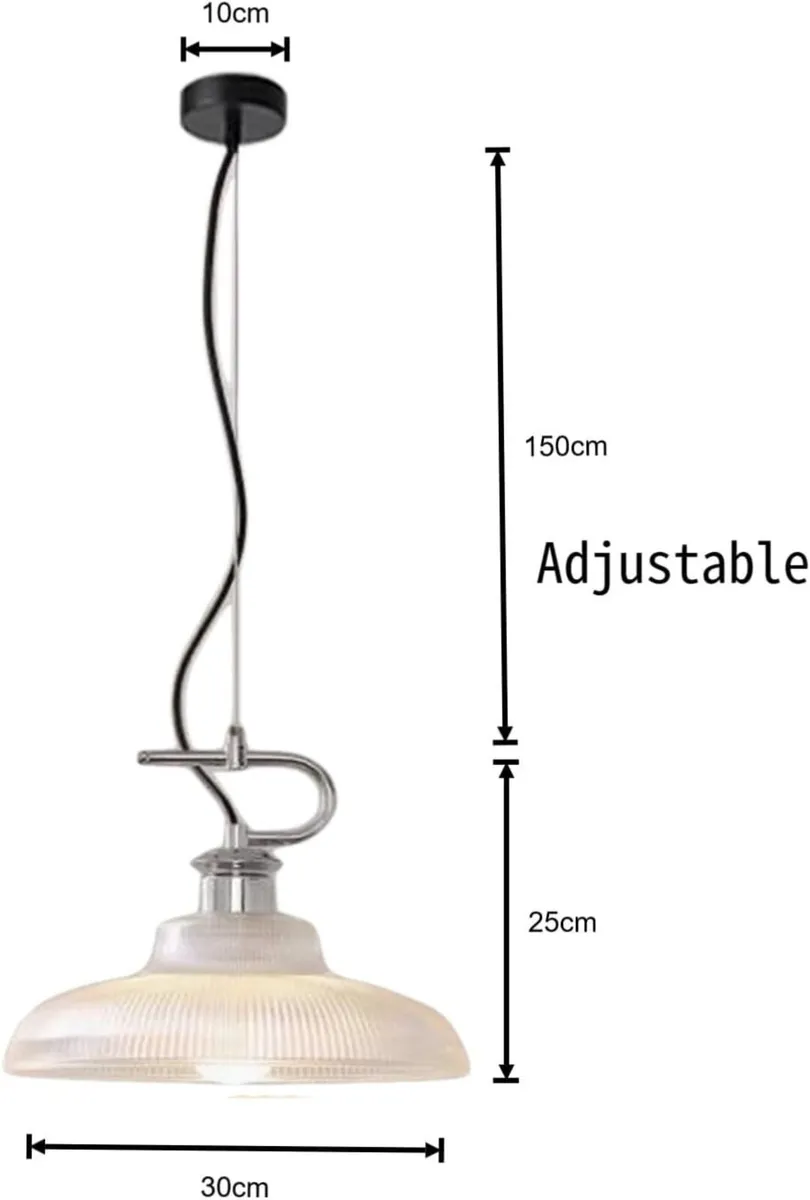 Modern Pendant Light with Ribbed Glass Shade - Image 2