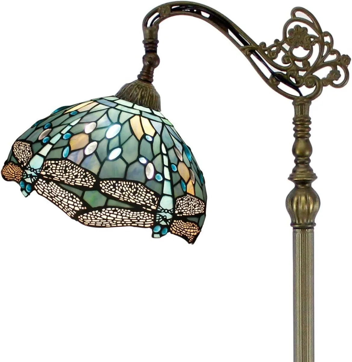 Tiffany Floor Lamp Sea Stained Glass Dragonfly - Image 1