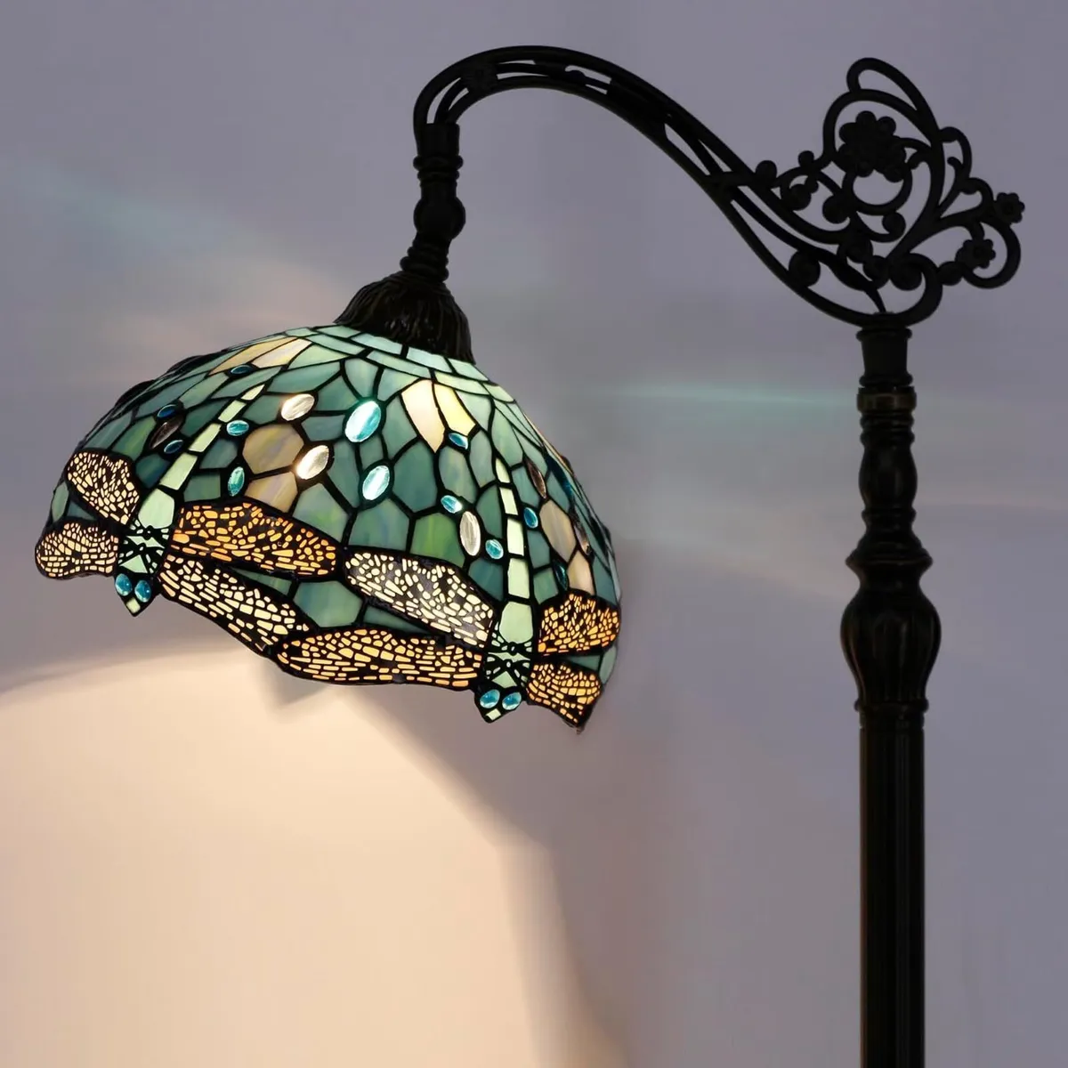 Tiffany Floor Lamp Sea Stained Glass Dragonfly - Image 2