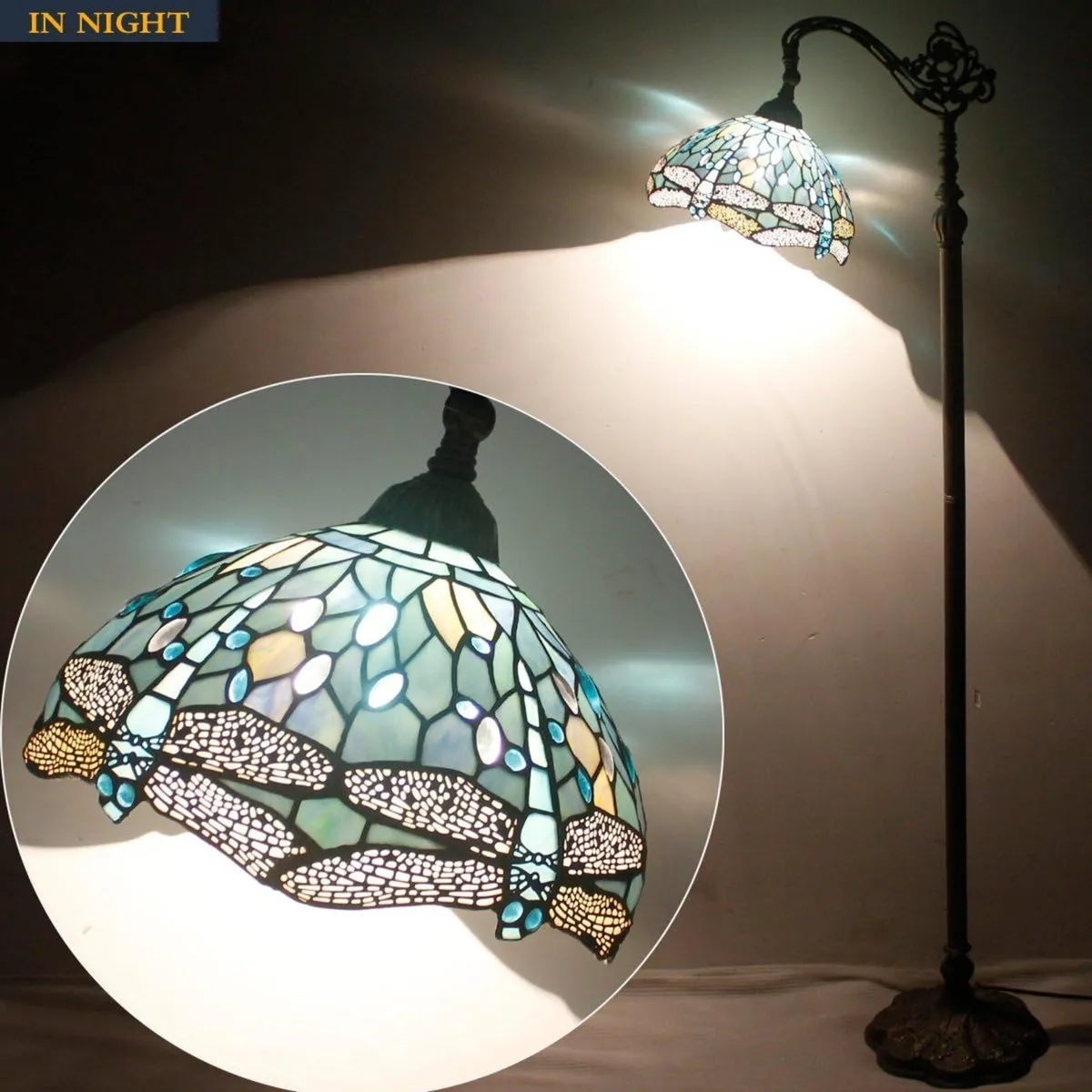 Tiffany Floor Lamp Sea Stained Glass Dragonfly - Image 3