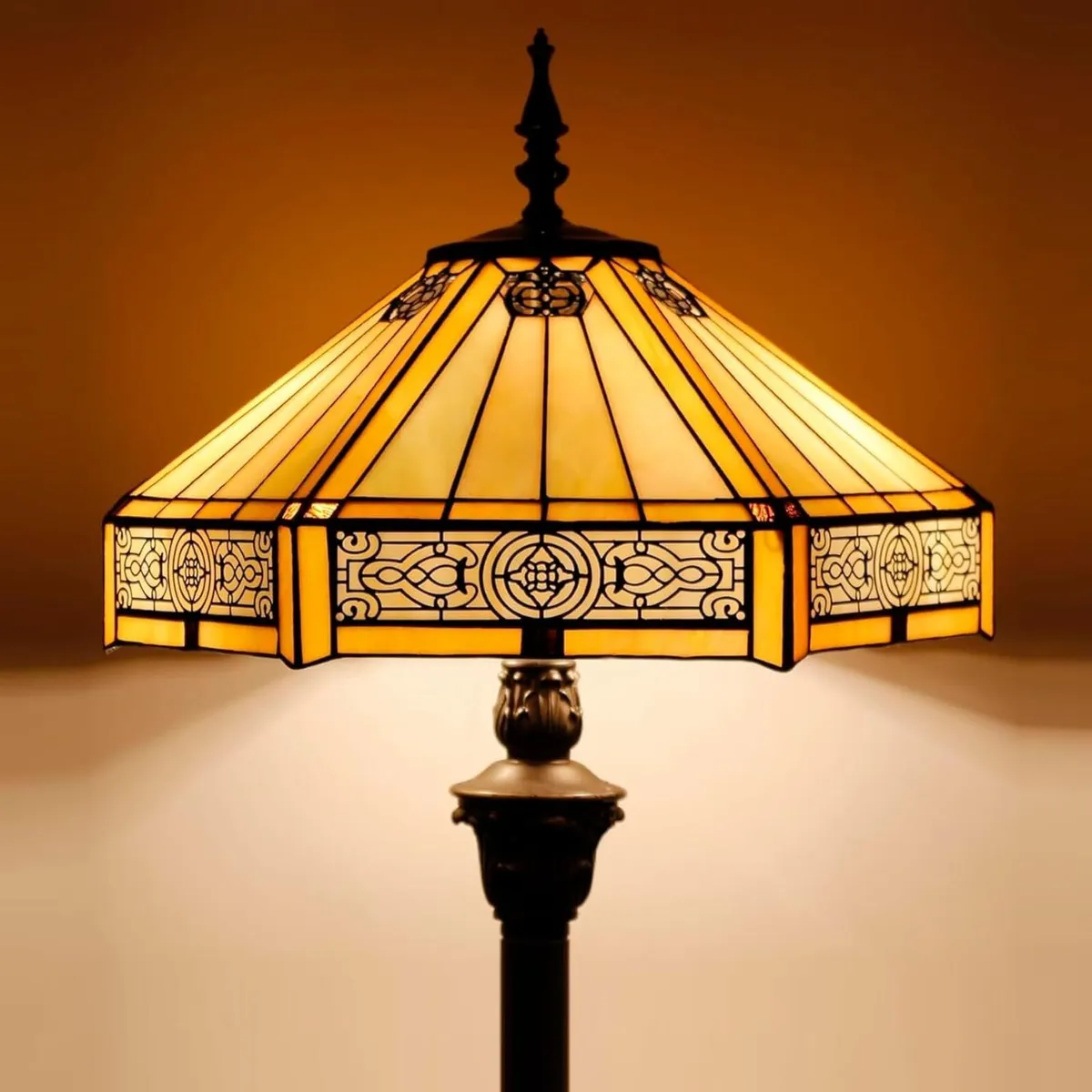Tiffany Style Floor Lamp Hexagon Stained Glass - Image 3