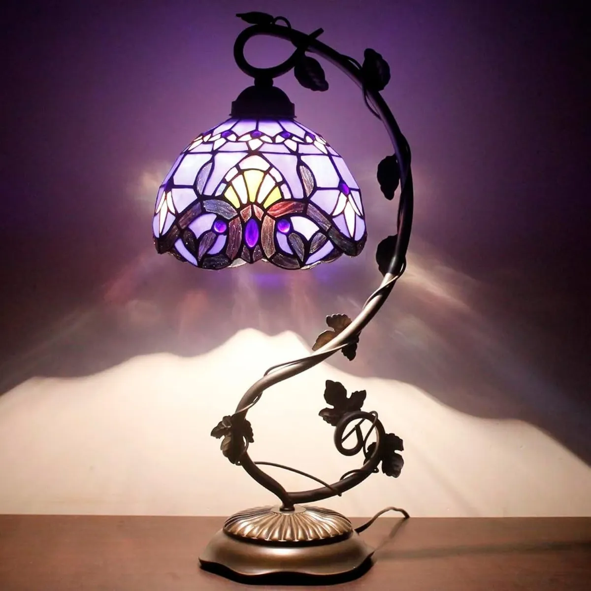 Tiffany Table Lamp Baroque Stained Glass Style - Image 1