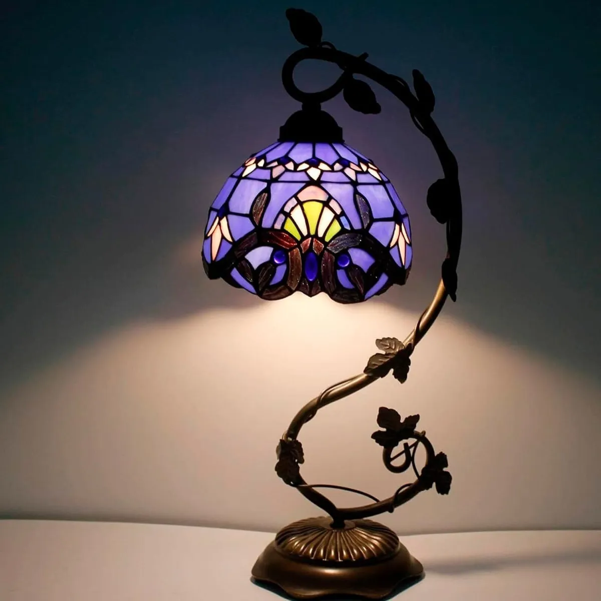 Tiffany Table Lamp Baroque Stained Glass Style - Image 2