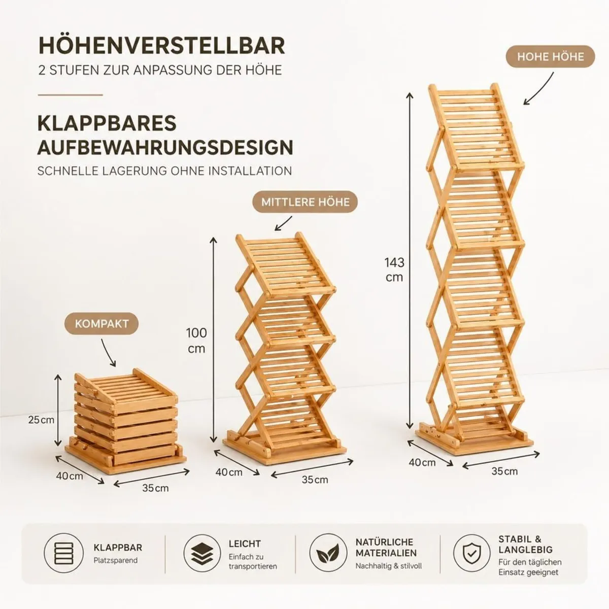 Display Sales Folding Bamboo Brochure Stand A4 - Image 3