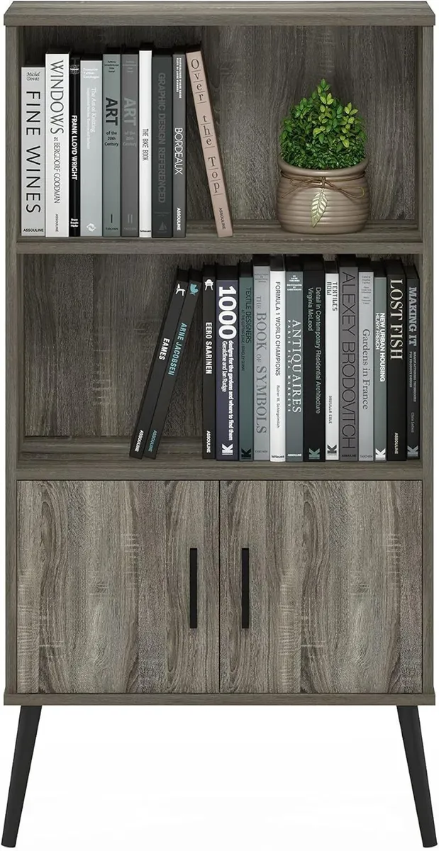 Storage Shelves Cabinet with Doors and Bookshelf - Image 4