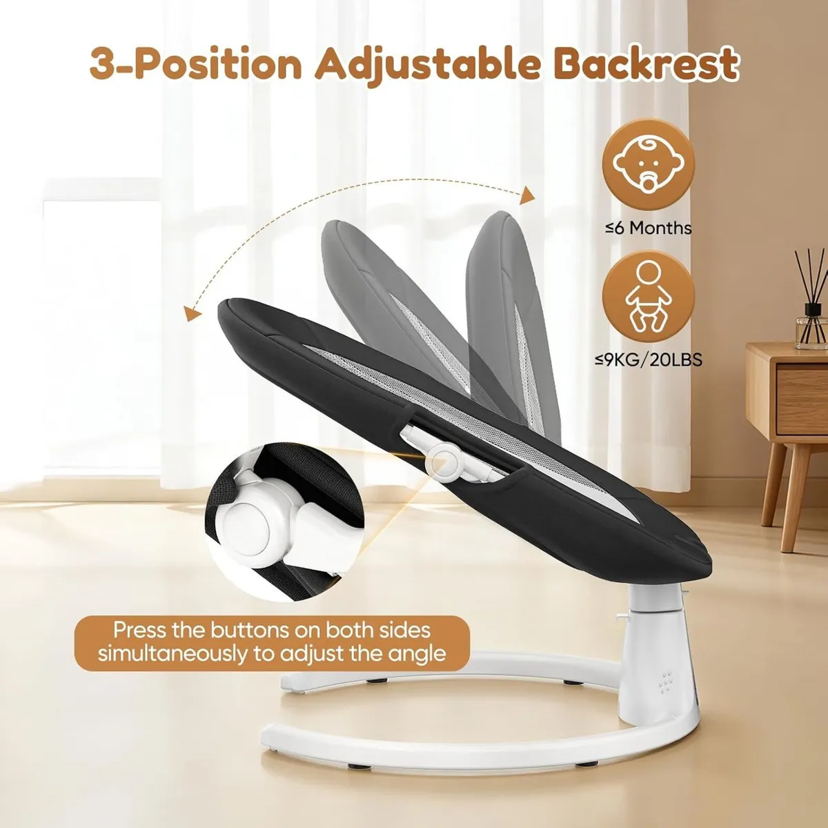 Electric Baby Swing 5-Point Harness 5 Speed - Image 4