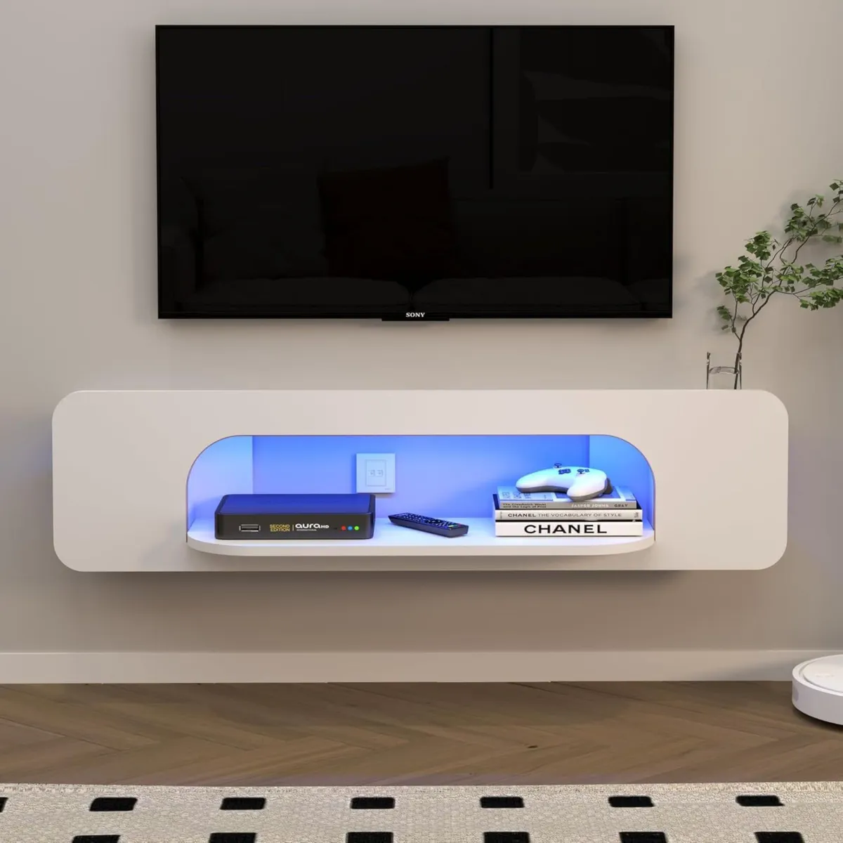 Floating TV Shelf with LED Lights Wall Mounted - Image 1