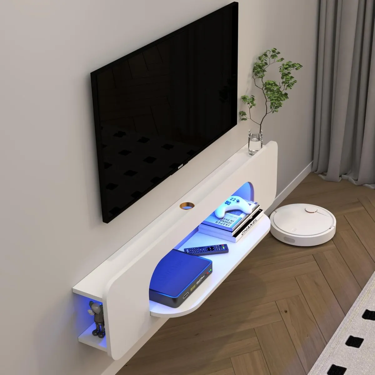 Floating TV Shelf with LED Lights Wall Mounted - Image 3