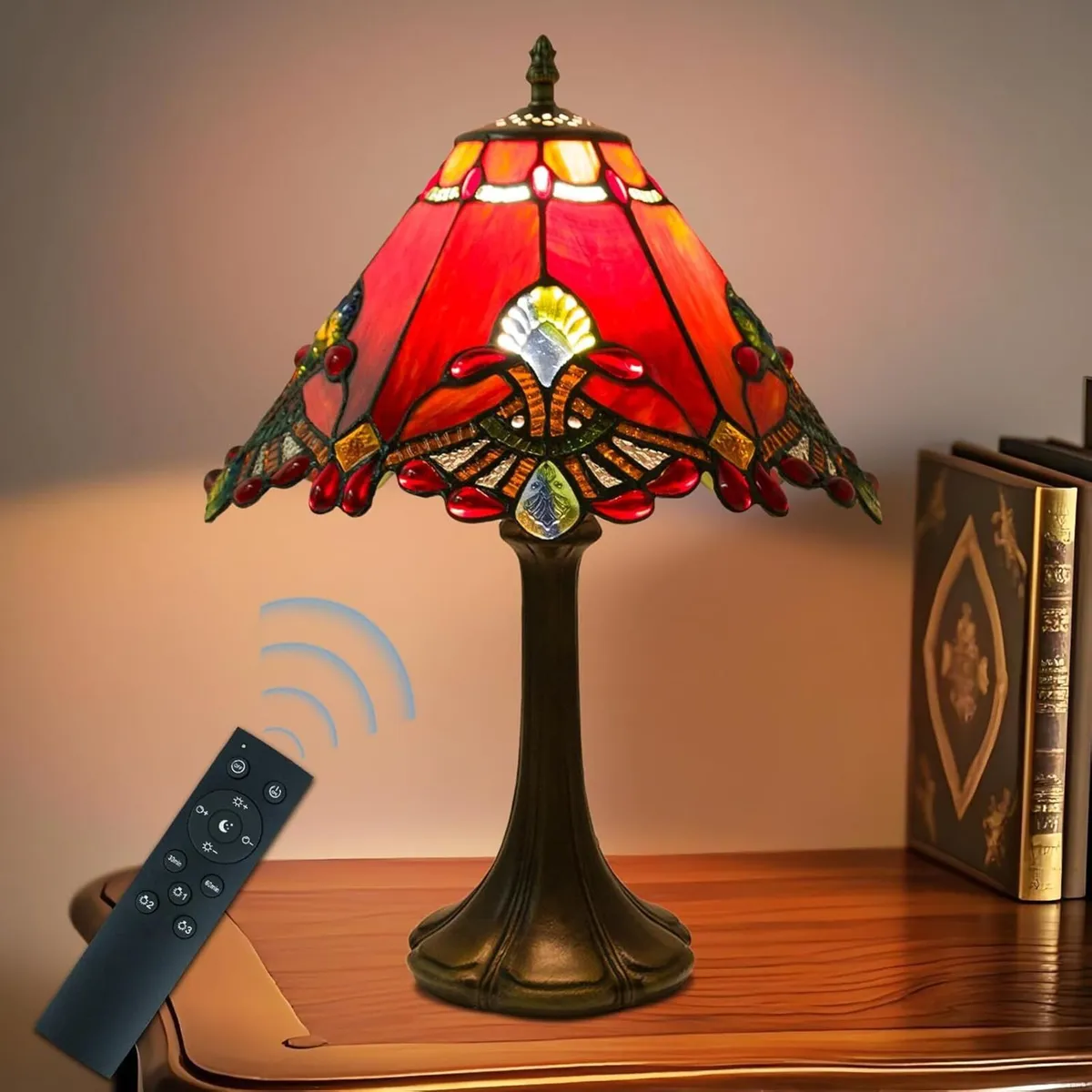 12 Inch Tiffany Table Lamp Baroque Style Stained - Image 1