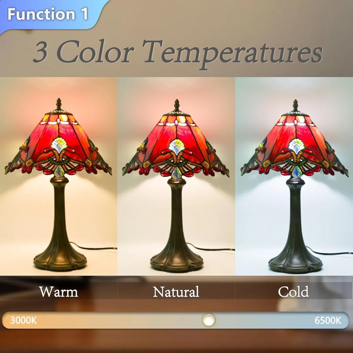 12 Inch Tiffany Table Lamp Baroque Style Stained - Image 2
