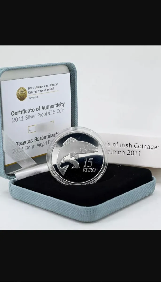 Irish €15 Silver Proof Coin 2011 Salmon - Image 1