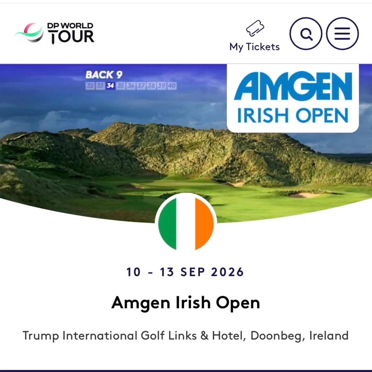 Amgen Irish Open 2026 (Sunday 13th September)