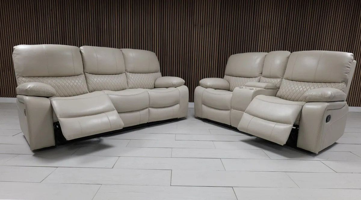Rita 3+2 Seater Leather Recliner Sofas - Image 3