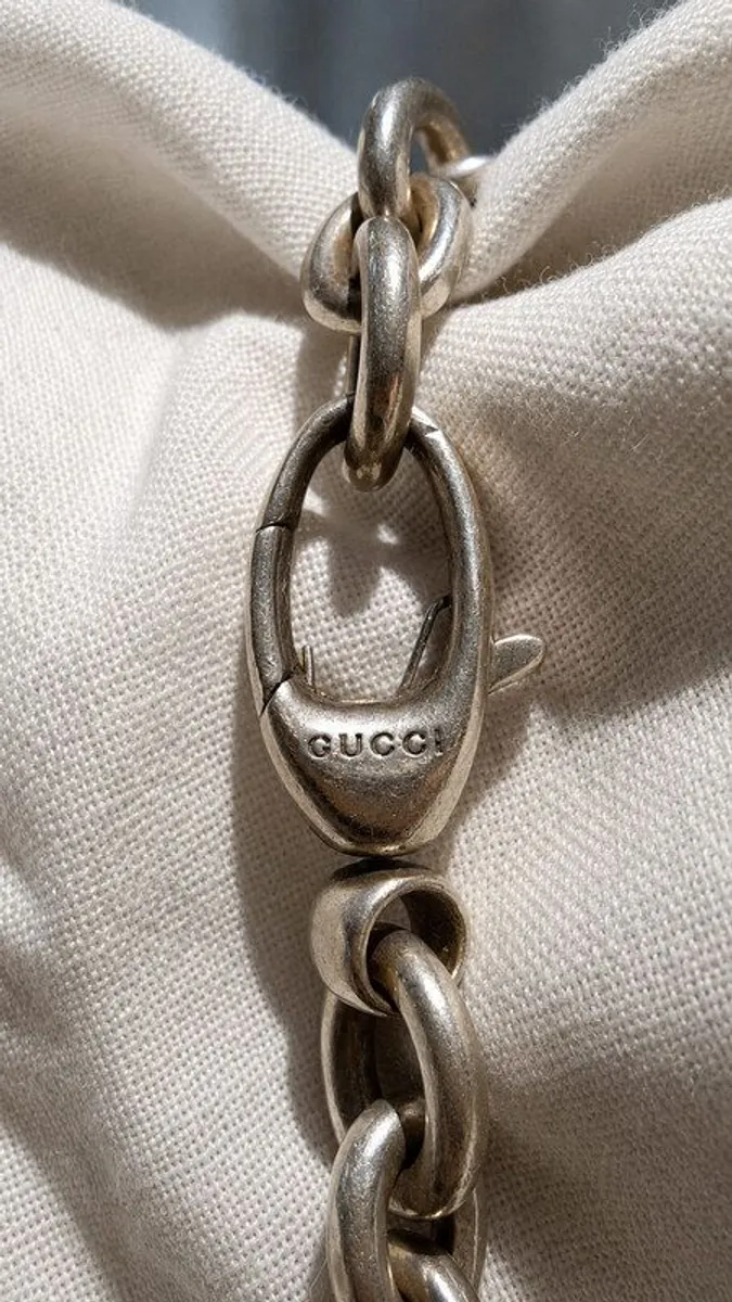 Men's Authentic Gucci Sterling Silver Necklace & Bracelet Set | Box & Dust Bags - Image 4