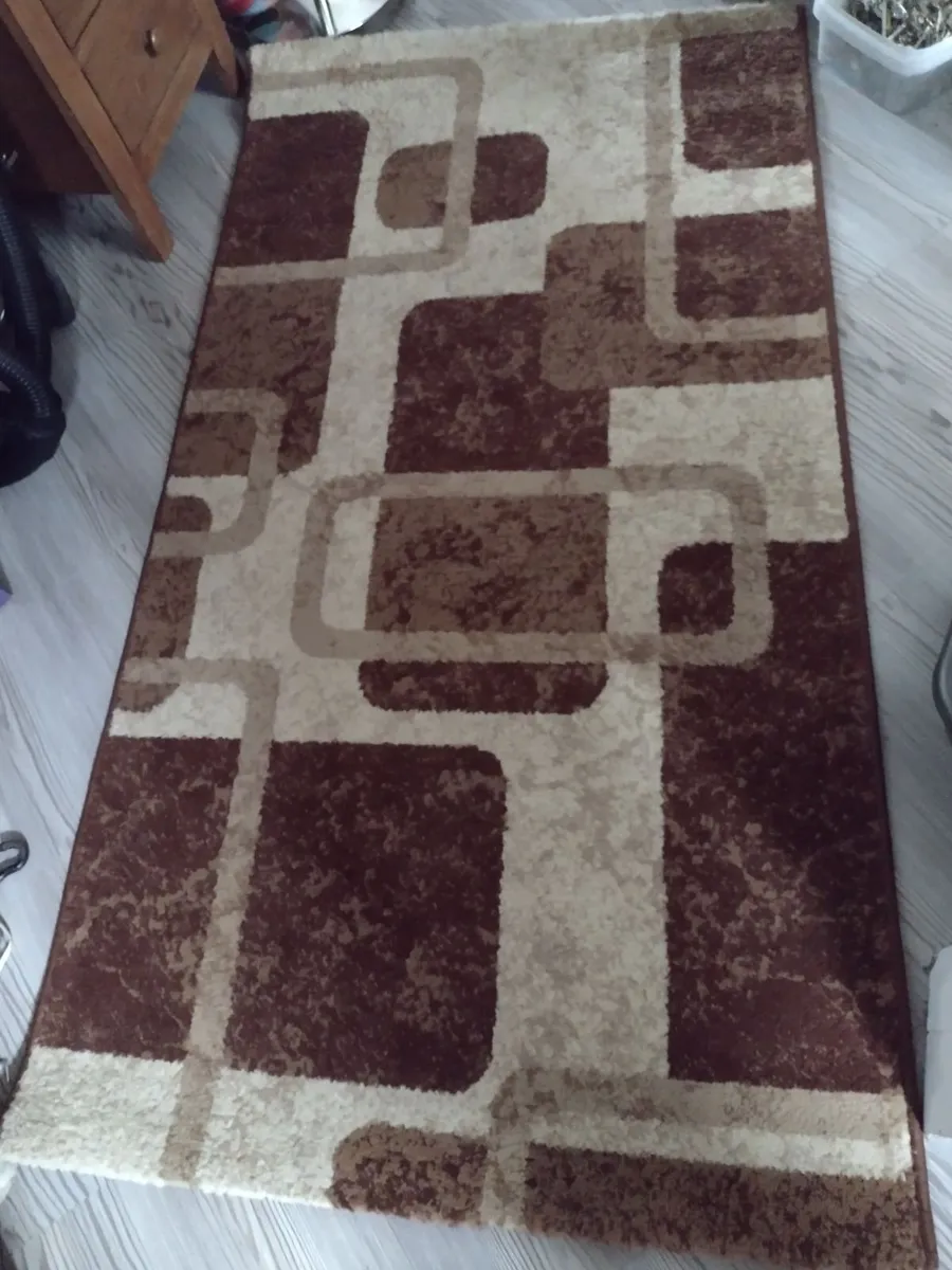 Beige/brown pattern hall/fireplace rug - Image 1