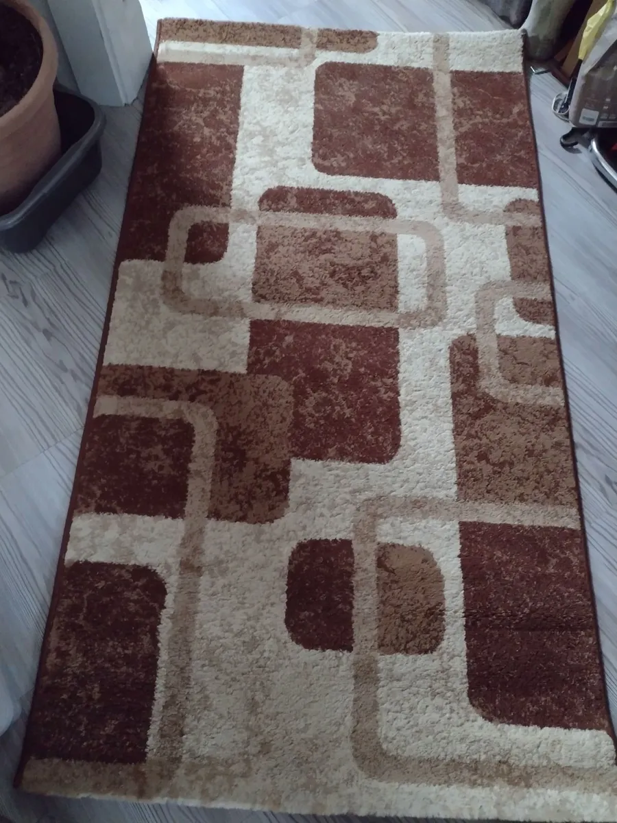 Beige/brown pattern hall/fireplace rug - Image 2
