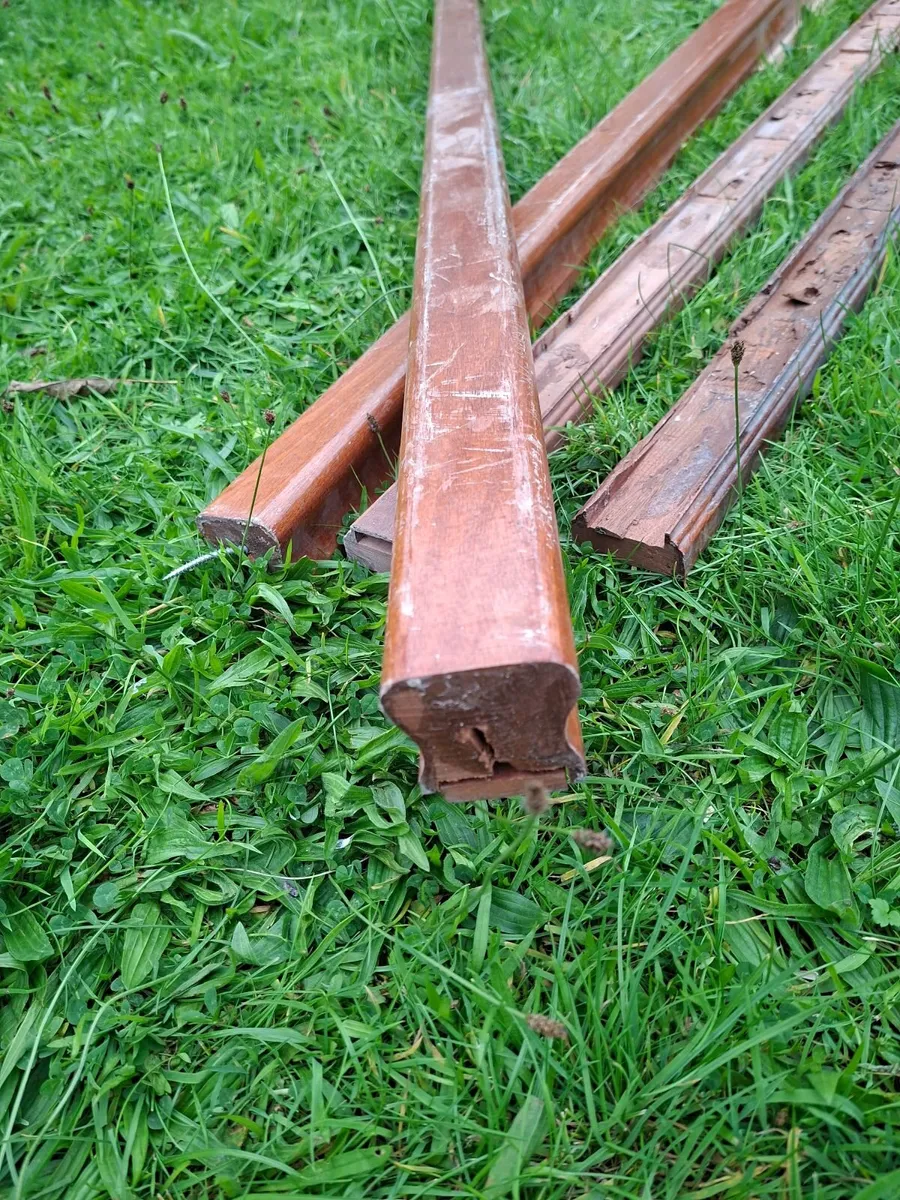 Hard wood mahogney stairs post and spindles - Image 3