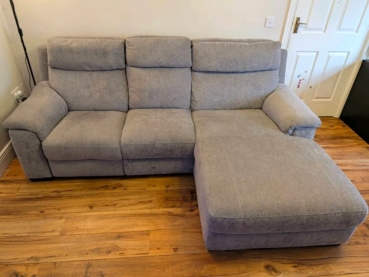 Light Gray 3-Seater Sofa with Chaise & E-Recliner - Image 3