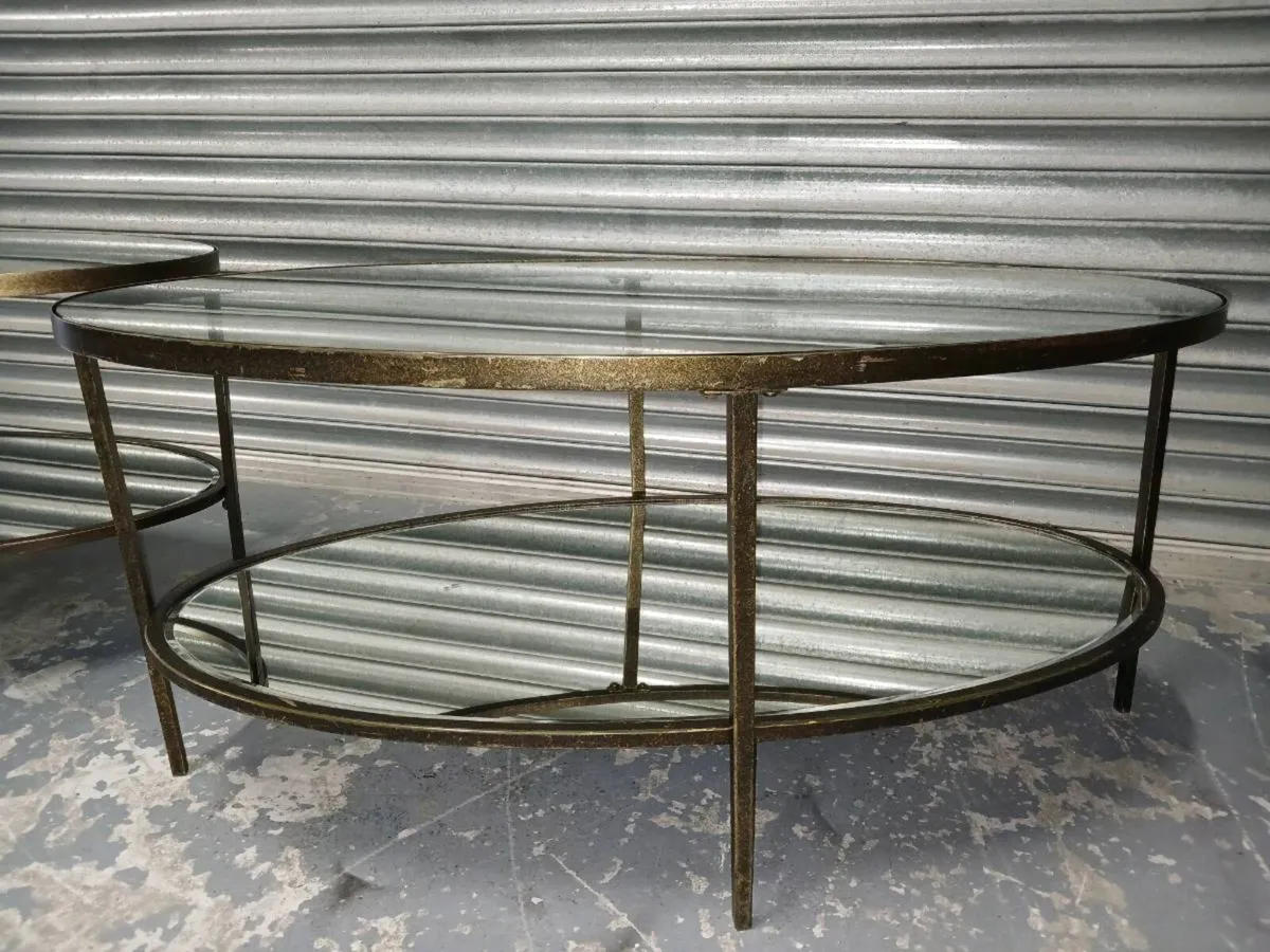 Pair of Hudson oval glass coffee tables - Image 2
