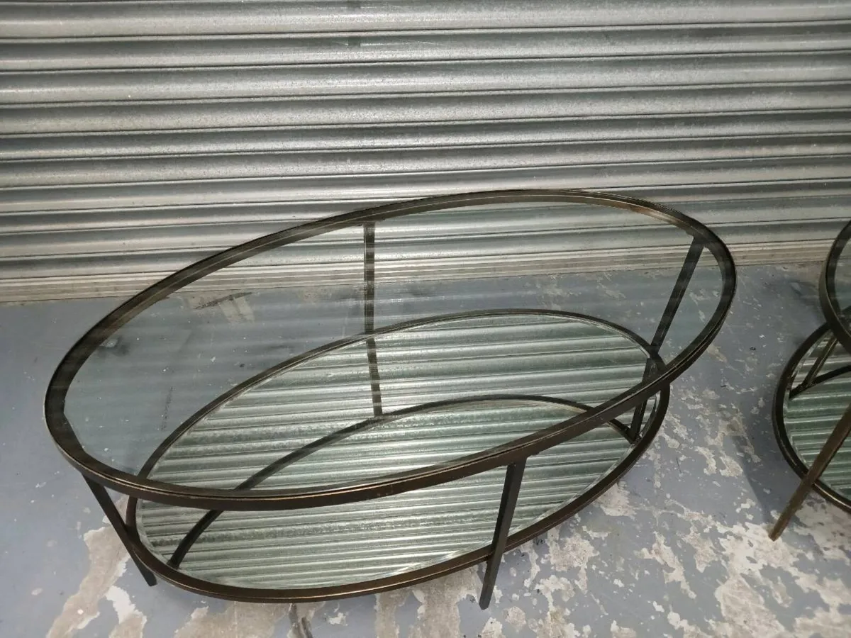 Pair of Hudson oval glass coffee tables - Image 4
