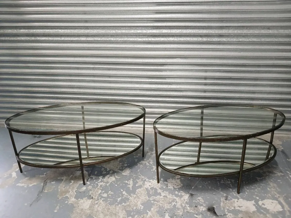 Pair of Hudson oval glass coffee tables - Image 1
