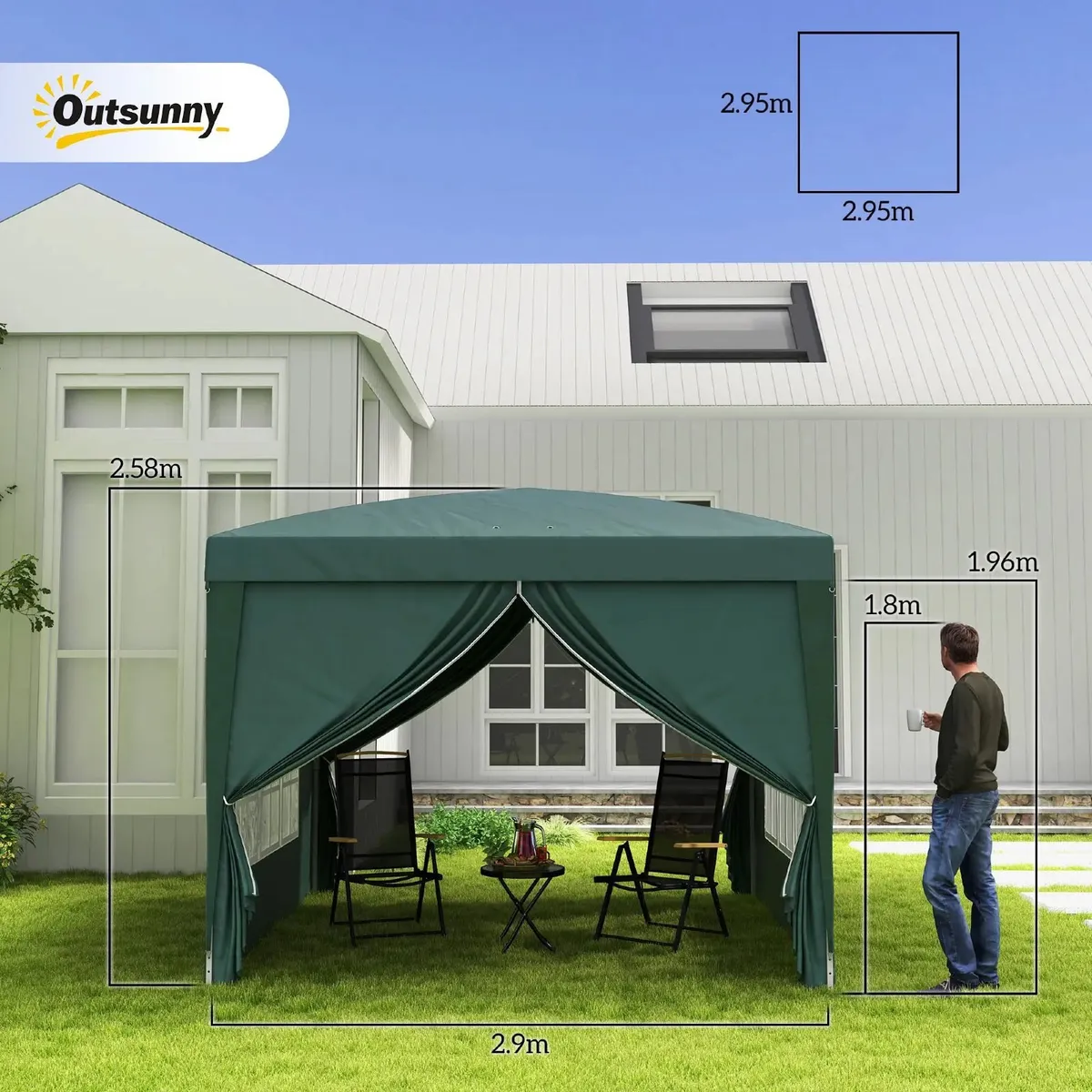 3x3m pop up gazebo with 4 side walls - Image 1