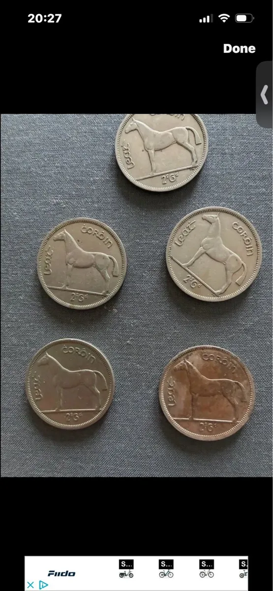 5 Vintage Leath Choroin/ Half Crowns - Image 2