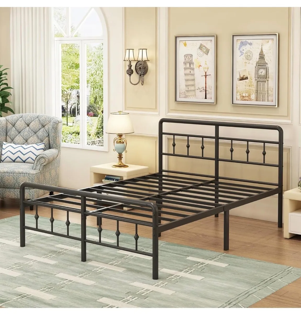 Double Bed Frame with Victorian Headboard, 135 x 1 - Image 4