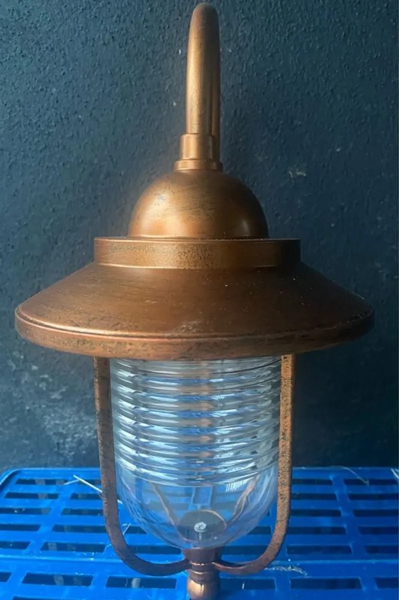 Pair Copper Effect Outdoor Wall Lights - Image 2