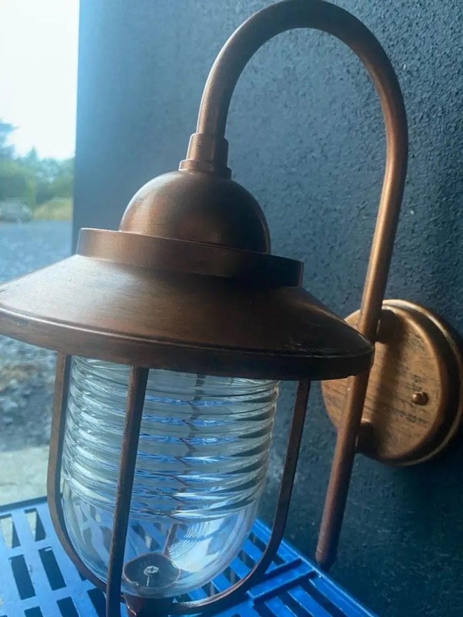 Pair Copper Effect Outdoor Wall Lights - Image 4
