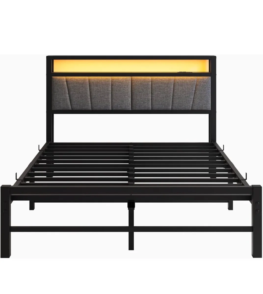 Double Bed Frame with Storage and LED Lights,4ft6 - Image 4