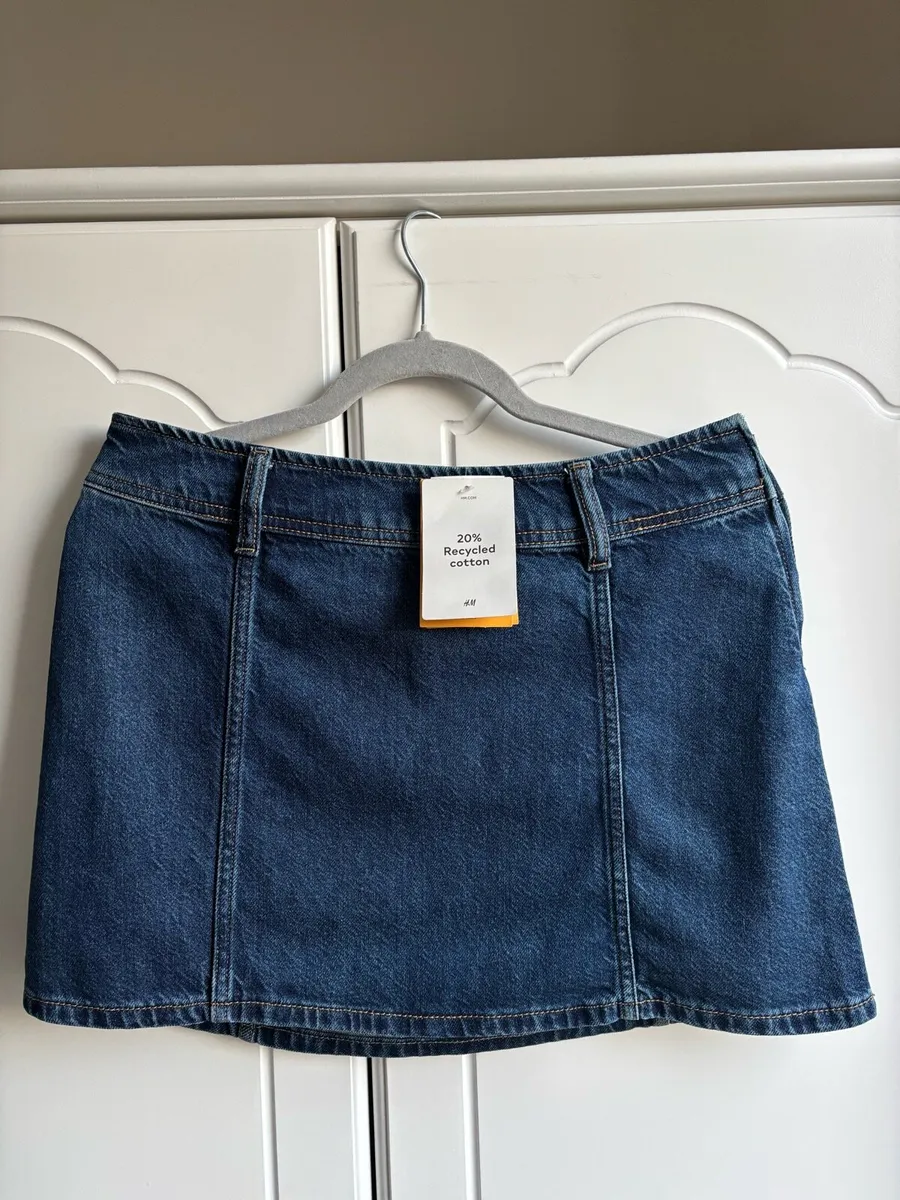 H&M Dark Blue Denim Mini Skirt - Image 1