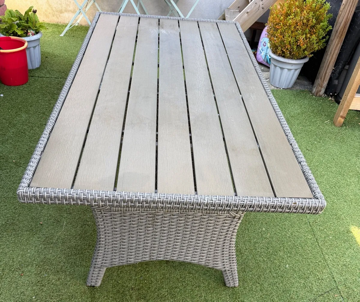 Garden Table, All-weather grey polyrattan weave - Image 1