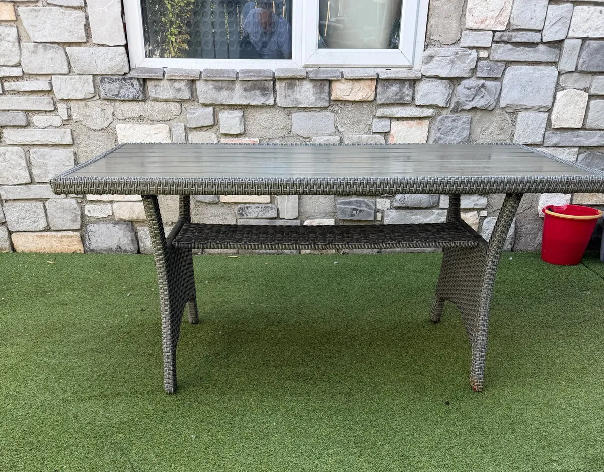 Garden Table, All-weather grey polyrattan weave - Image 2