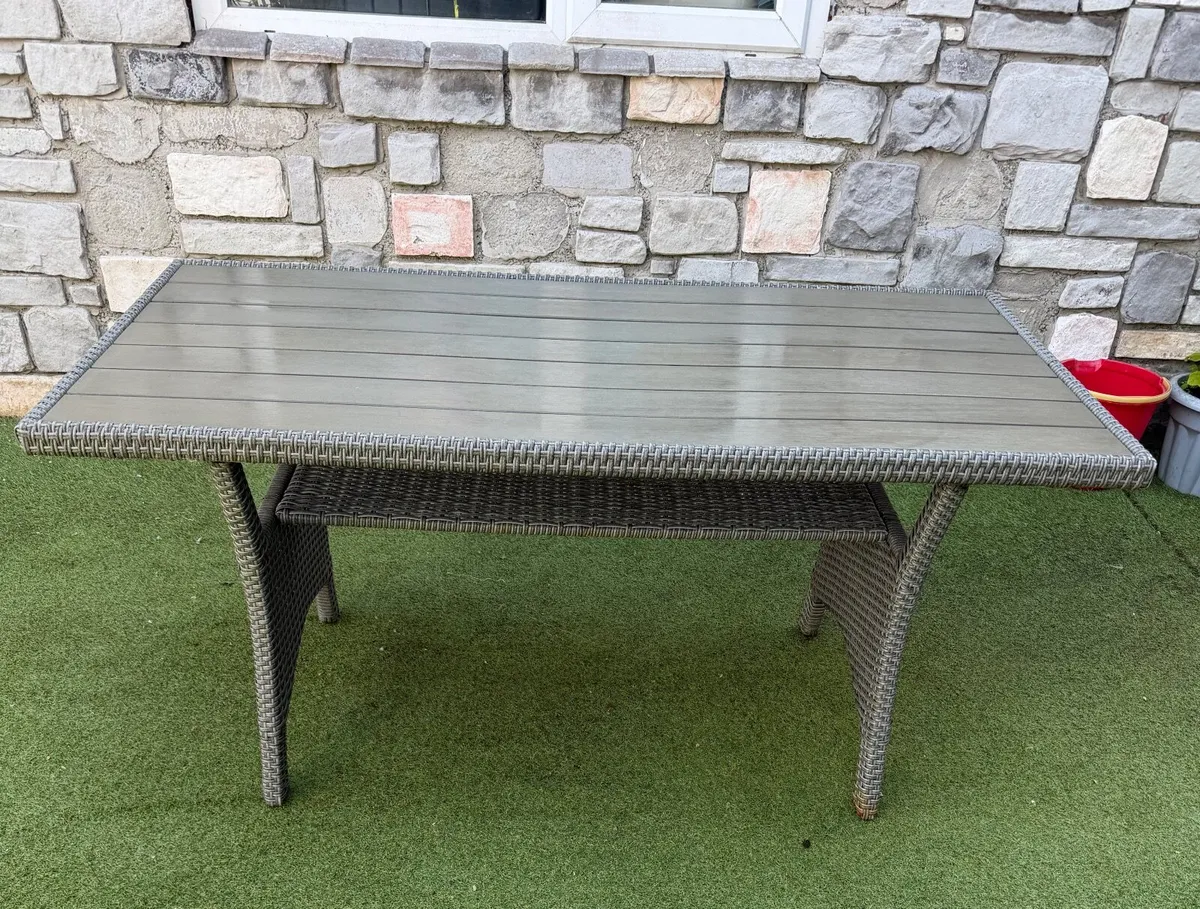 Garden Table, All-weather grey polyrattan weave - Image 3