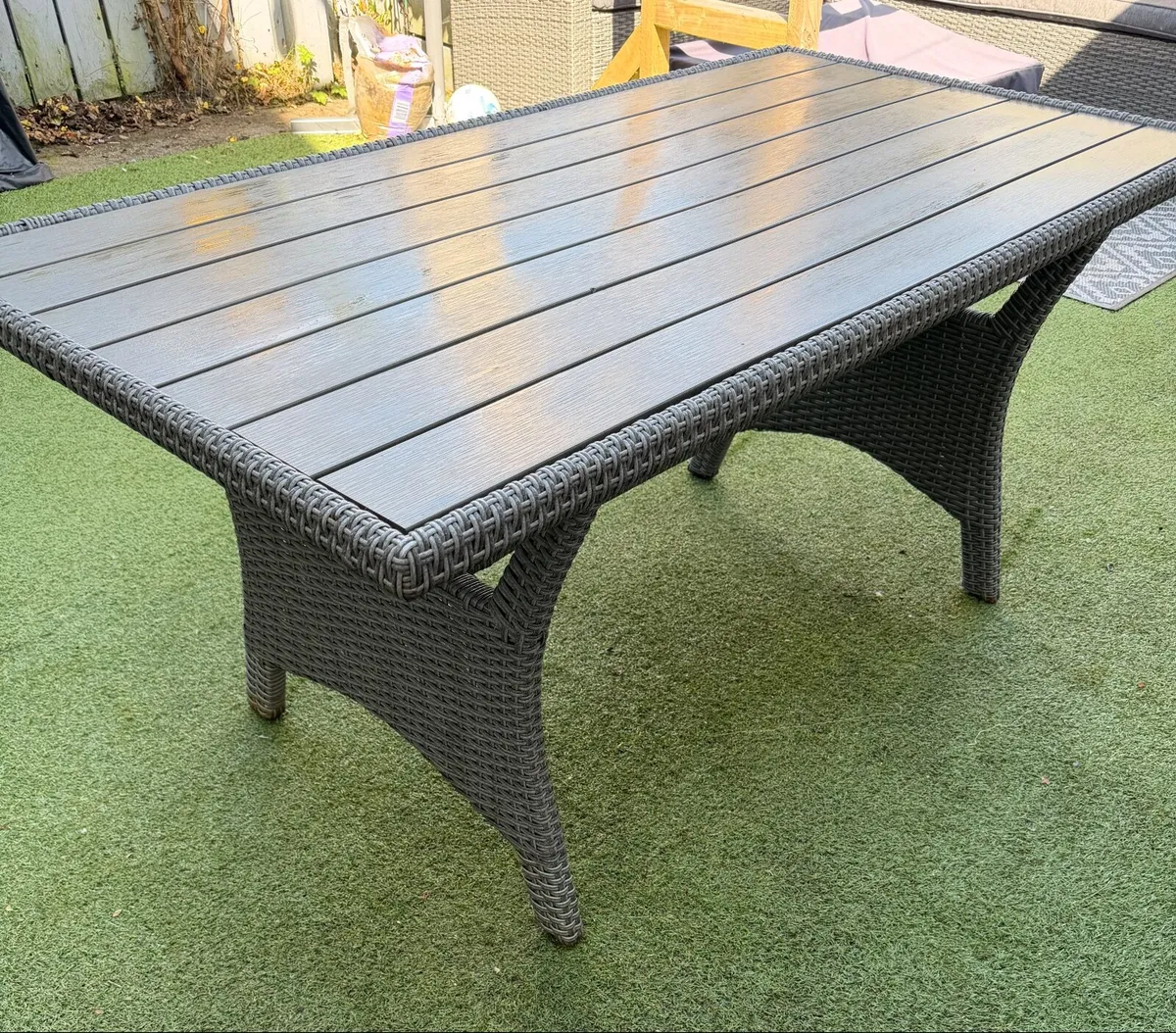 Garden Table, All-weather grey polyrattan weave - Image 4