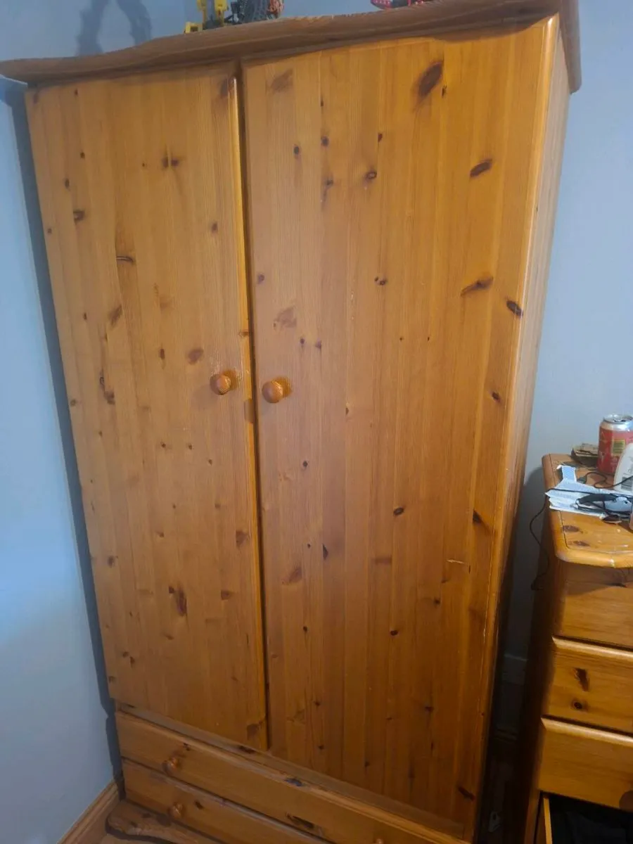 Pine Wardrobe and Drawer - Image 1