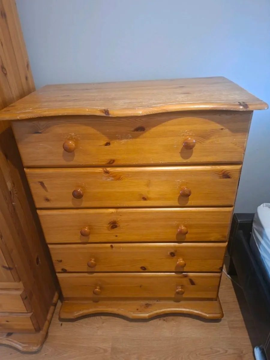 Pine Wardrobe and Drawer - Image 3